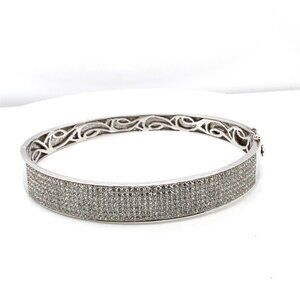 14K White Gold Diamond Bangle Bracelet (4.59 CTW)